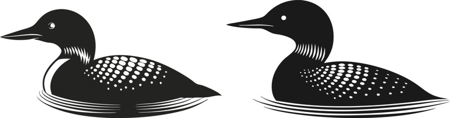  loon silhouette vector illustration on white back ground 