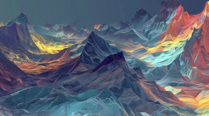 Wall Mural - Abstract mountain landscape in terrain lines and colors