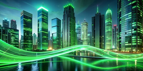 Poster - modern city skyline at night