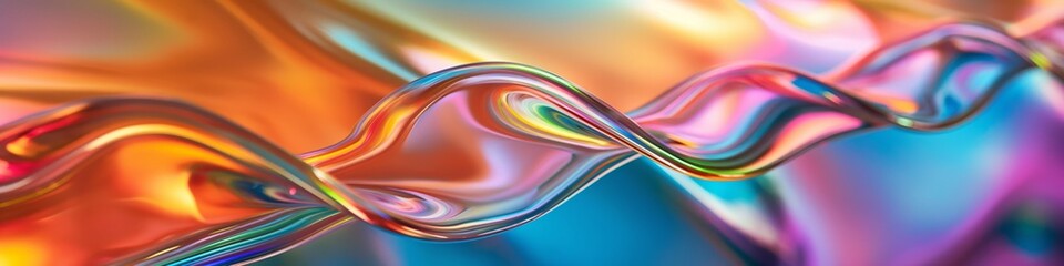 Sticker - A colorful, abstract image of a wave with a rainbow-colored background. The image is vibrant and dynamic, with a sense of movement and energy. The colors and shapes create a sense of depth