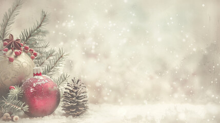 Wall Mural - Christmas card with copy space and decor