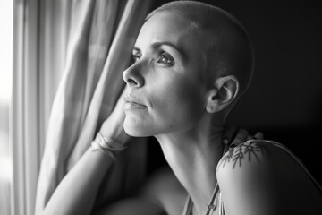 Power portraits of cancer patient. Oncology. Breast cancer. Chemotherapy