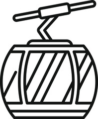 Poster - Simple line drawing of an empty cable car hanging from a cableway