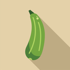 Sticker - Fresh green zucchini showing long shadow on light background, flat design illustration