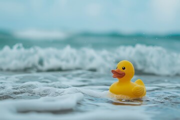 Rubber duck on the ocean