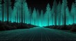 © sevenSkies - digital forest landscape teal grid lines hologram projection on plain black background with copy space