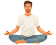 © GB - Illustration of a man meditating while sitting in a cross-legged position, transparent background (PNG)