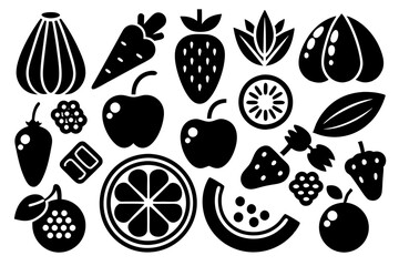 Wall Mural - Silhouette of fruits and vegetables for menu