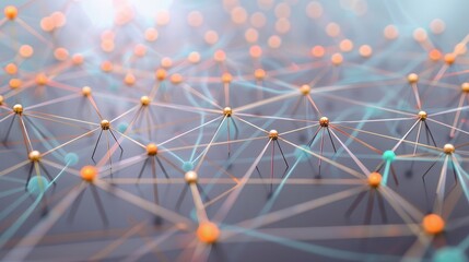 Wall Mural - network of connected lines and nodes, representing partnership and unity.