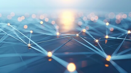 Wall Mural - network of connected lines and nodes, representing partnership and unity.