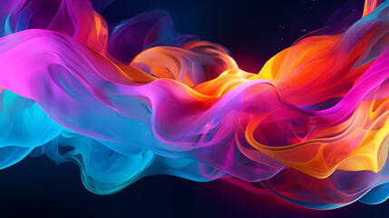 Poster - Vibrant Swirling Colorful Abstract Art With Pink Blue And Orange Hues On Dark Background