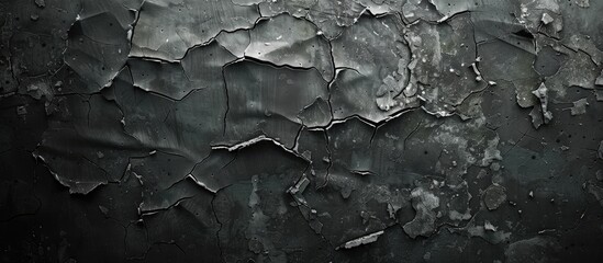 Leinwandbilder - Dark and cracked old concrete wall with empty copy space image textured in dark paper for writing or art