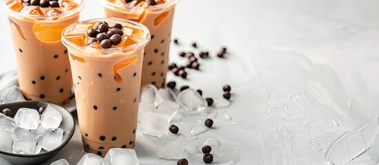 Aufkleber - Delicious tapioca in a bubble milk tea with ice shown in a copy space image