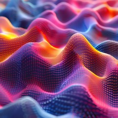 Wall Mural - Geometric 3D Waveforms in Bold Colors - Develop a background with 3D waveforms and bold, vibrant colors creating a sense of motion geometric 3d background