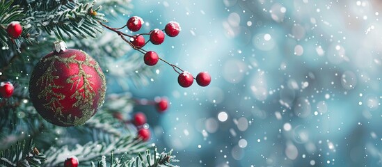 Poster - Christmas tree ornament on abstract backdrop with copy space image
