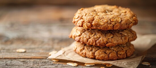 Fototapete - Delicious oat cookies with copy space image