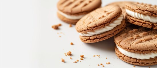 Aufkleber - Sandwich cookies featuring creamy filling Featured on a white backdrop with a clear area for additional images or text
