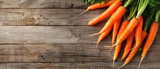 Leinwandbilder - Wooden table displaying carrots with room for additional image content