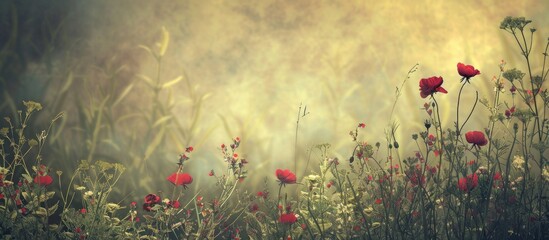 Aufkleber - A floral setting in its natural surroundings with room for text or graphics ideal for background or wallpaper uses. with copy space image. Place for adding text or design