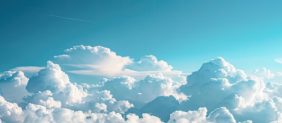Wall Mural - fluffy clouds drifting in the blue sky provide a serene copy space image