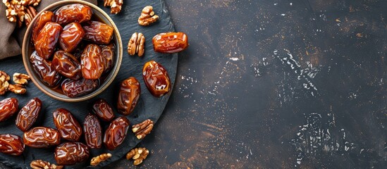 Fototapete - Top down view of delicious homemade Arabic date marmalade with ample copy space image available