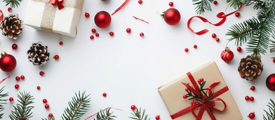 Poster - christmas background with branches and decorations