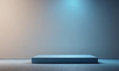 Wall Mural - A blue podium sits in front of a white wall