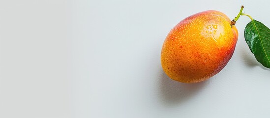 Wall Mural - Mango displayed on a plain white backdrop with ample copy space image