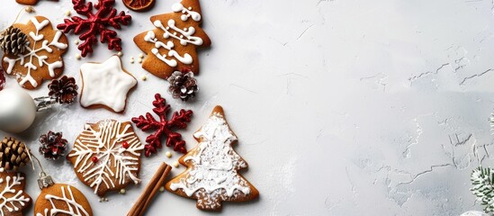 Aufkleber - Festive Christmas cookies surrounding a copy space image
