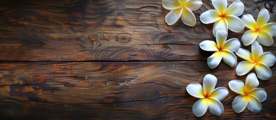 Aufkleber - Plumeria flowers board with copy space image