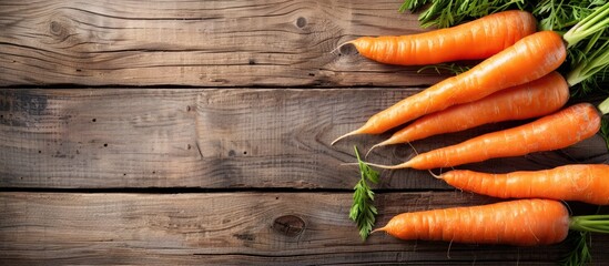 Leinwandbilder - Wooden table displaying carrots with room for additional image content