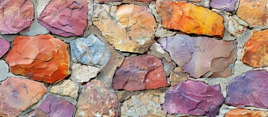 Poster - Stone wall texture with vibrant colors suitable as a background with space for adding images. with copy space image. Place for adding text or design