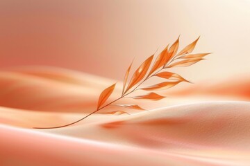 Sticker - Delicate orange leaf on a satin background symbolizing simplicity and natural beauty