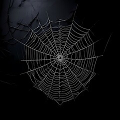spider web silhouette against black wall - halloween theme dark background.