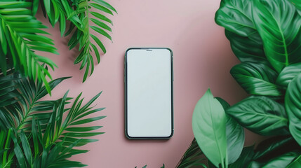 Poster - Blank screen mobile phone with mockup copy space, aesthetic social media template