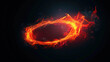 © Moeen - A orange fire flame in the oval shape, vector art on a black background
