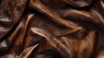 Canvas Print - Texture of Crumpled Brown Leather