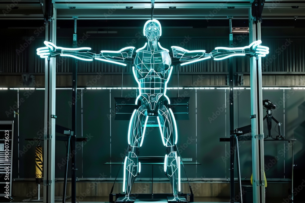 Futuristic humanoid robot in a high tech lab showcasing advanced ...