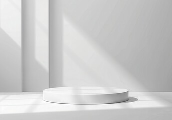 Minimalistic 3D White Cylinder Pedestal for Product Display Presentation Mockup. 3D Rendering Mock up