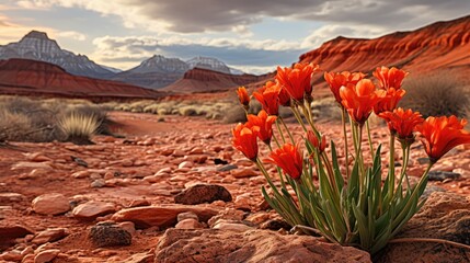 Canvas Print - A Spring storm looms over Calico Canyon in Red Rock Conservation Area - Las Vegas, Nevada  