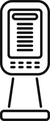 Poster - Line icon of a barcode scanner standing on a base scanning a barcode