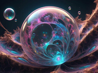 Wall Mural - abstract glowing fantasy Soap bubble Alien planet space Fractal texture