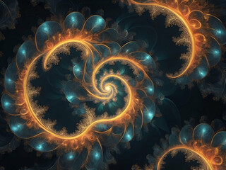 Wall Mural - abstract glowing fantasy Fractal concentric abstract circle wave flower