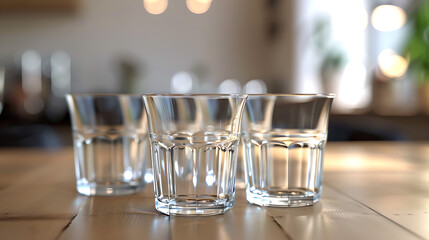 Empty glasses set in restaurant