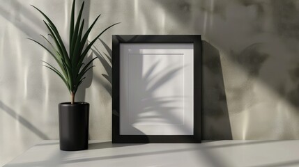 Sticker - Picture frame in black resting on table or shelf