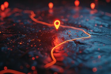 Sticker - A glowing red marker stands out on the digital map, marking your destination 