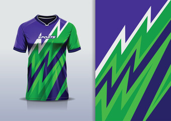 Sport jersey design template mockup stripe line racing for football soccer, running, esports, green white blue color