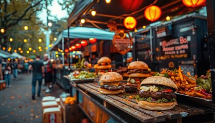 Wall Mural - Restaurant or cafe market with hoot beef burger