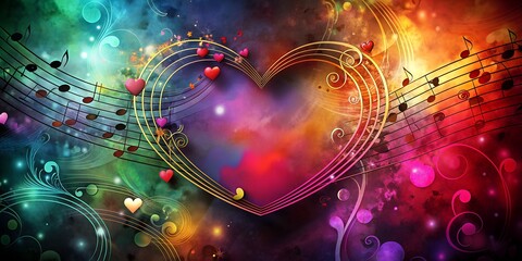 Poster - Gothic colorful background with music and love AI-Created Content