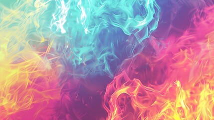 Wall Mural - Dynamic Flame Effect Background in Magenta, Cyan, and Yellow Hues, Creating a Vibrant and Energetic Visual Display